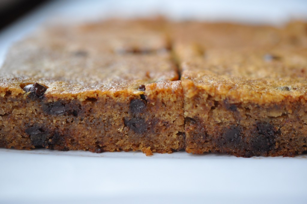 Healthified Chocolate Chip Chickpea Blondies made by Arielle Haspel of bewellwitharielle.com