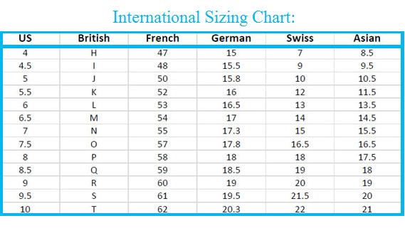 international sizing chart - Be Well With Arielle